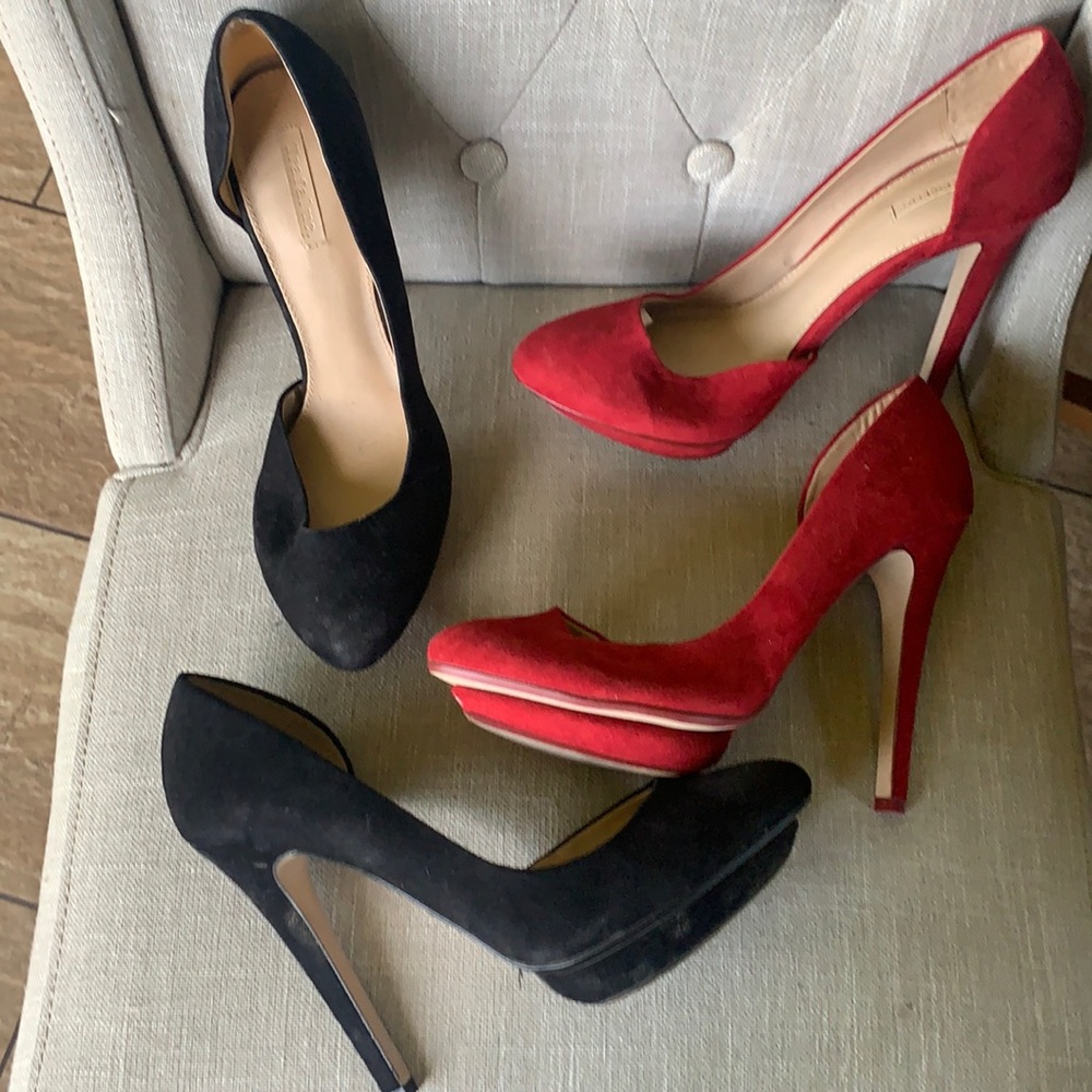 Zara platform heels in red and black!!